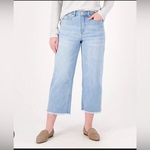 Susan Graver Wide Leg Crop Jean with Frayed Hem Size 10 & 12p